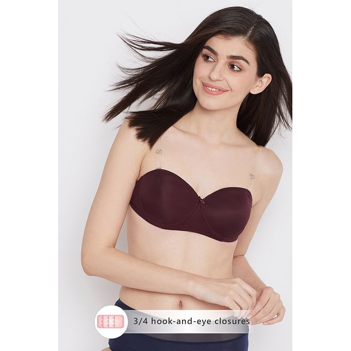 

Clovia Padded Underwired Demi Cup Strapless Bra in Dark Purple - BR1925P15