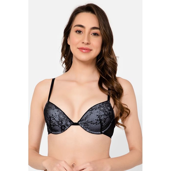 

Clovia Padded Underwired Demi Cup Bra in Black - Lace - BR2377Q13