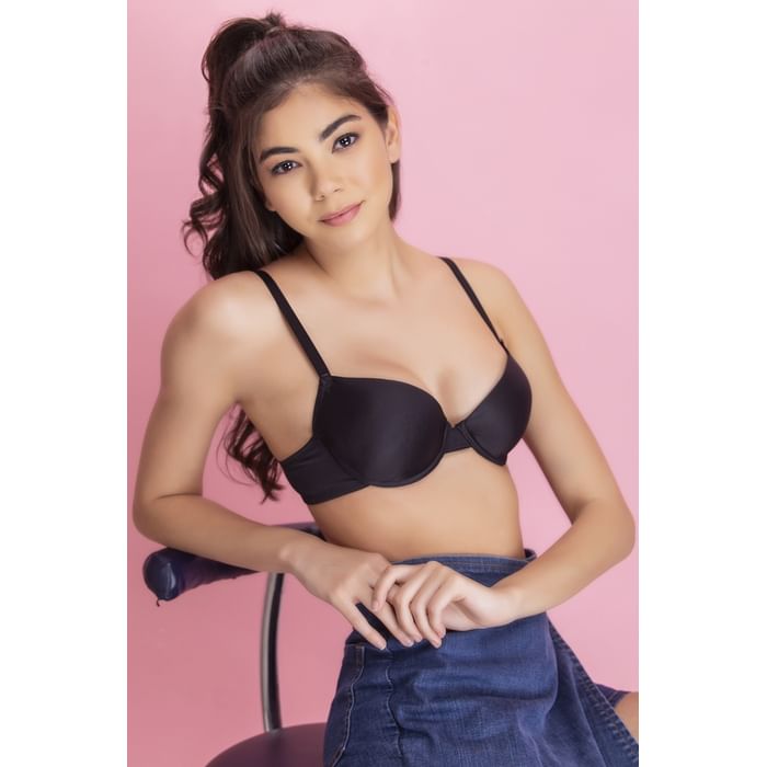 

Clovia Padded Underwired Demi Cup Plunge Bra in Black - BR2198P13