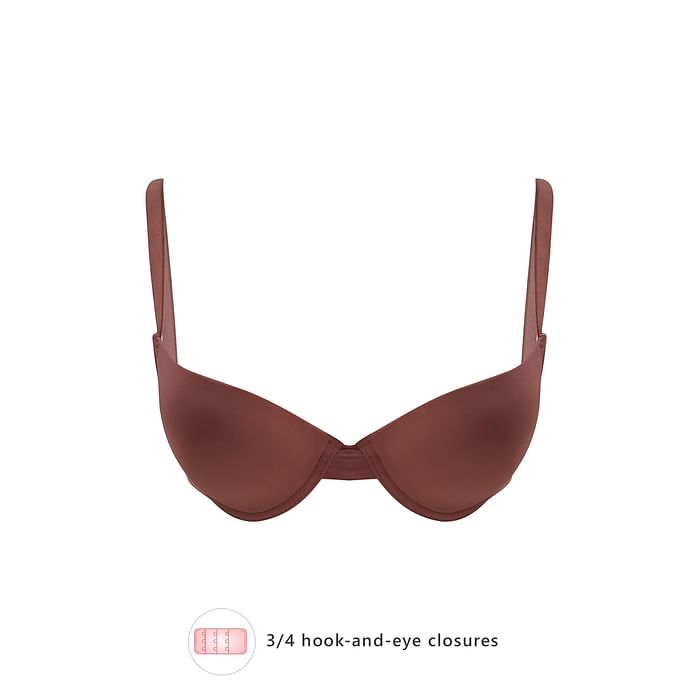 

Clovia Padded Underwired Demi Cup Plunge Bra in Brown - BR2198P24, Nude-colour