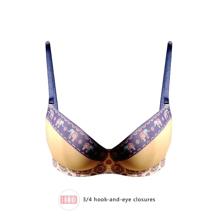 

Clovia Padded Underwired Demi Cup Printed Multiway T-shirt Bra in Nude - BR2285P24, Nude-colour