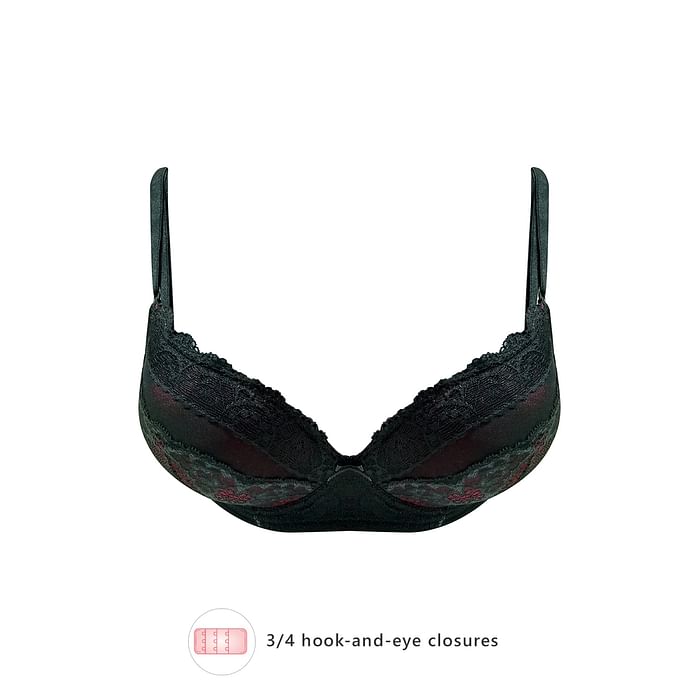 

Clovia Level 3 Push-up Underwired Demi Cup Bra in Black - Lace - BR2144P13