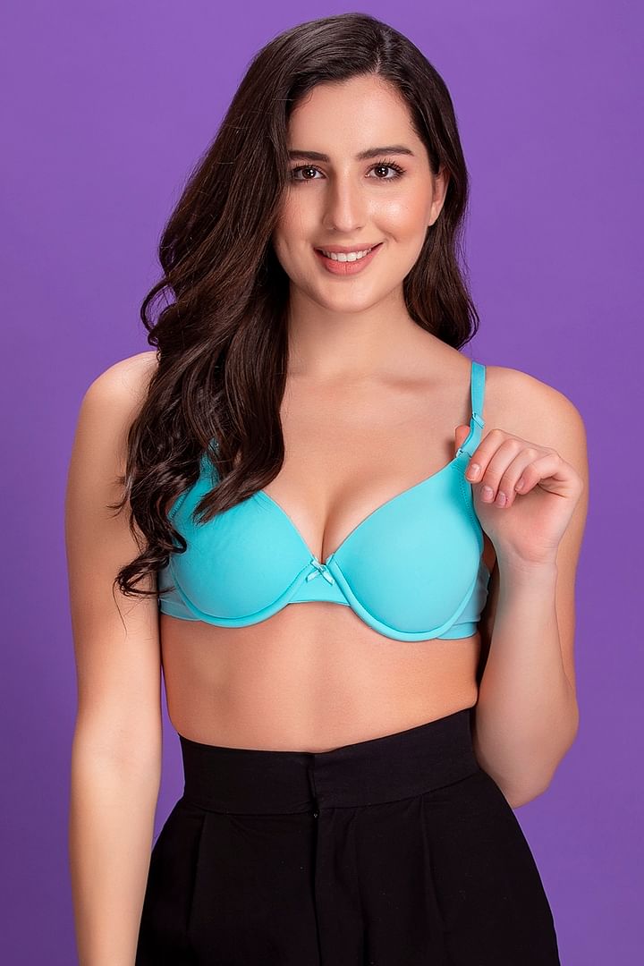 Buy Level 1 Push-up Underwired Demi Cup Bra in Light Blue Online