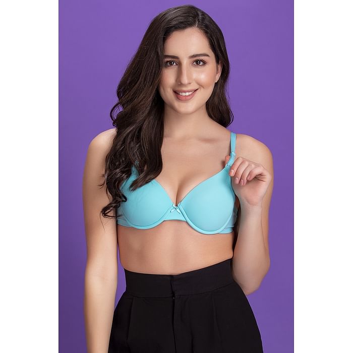 

Clovia Level 1 Push-up Underwired Demi Cup Bra in Light Blue - BR2109P03