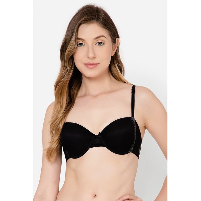 

Clovia Padded Underwired Demi Cup Strapless Balconette Bra in Black - BR1538P13