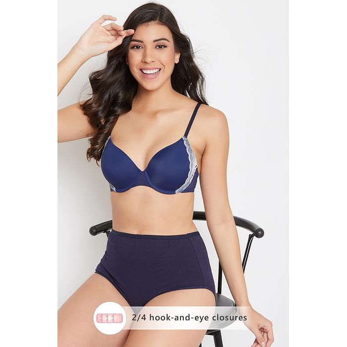 

Clovia Padded Underwired Demi Cup T-shirt Bra in Navy - BR2212P08
