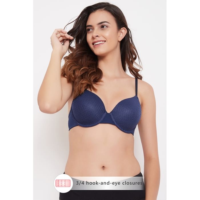 

Clovia Padded Underwired Demi Cup T-shirt Bra in Navy - BR2211P08