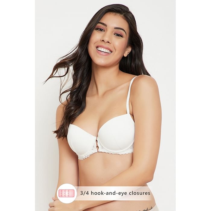 

Clovia Padded Underwired Demi Cup Balconette Bra in White - BR2215P18