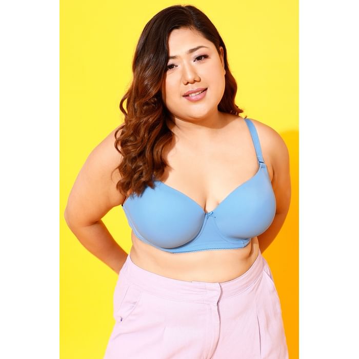 

Clovia Padded Underwired Full Cup Multiway T-shirt Bra in Powder Blue - BR2418P03, Light blue