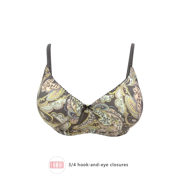 

Clovia Padded Underwired Full Cup Paisley Print T-shirt Bra in Brown - BR2116A05, Dark grey