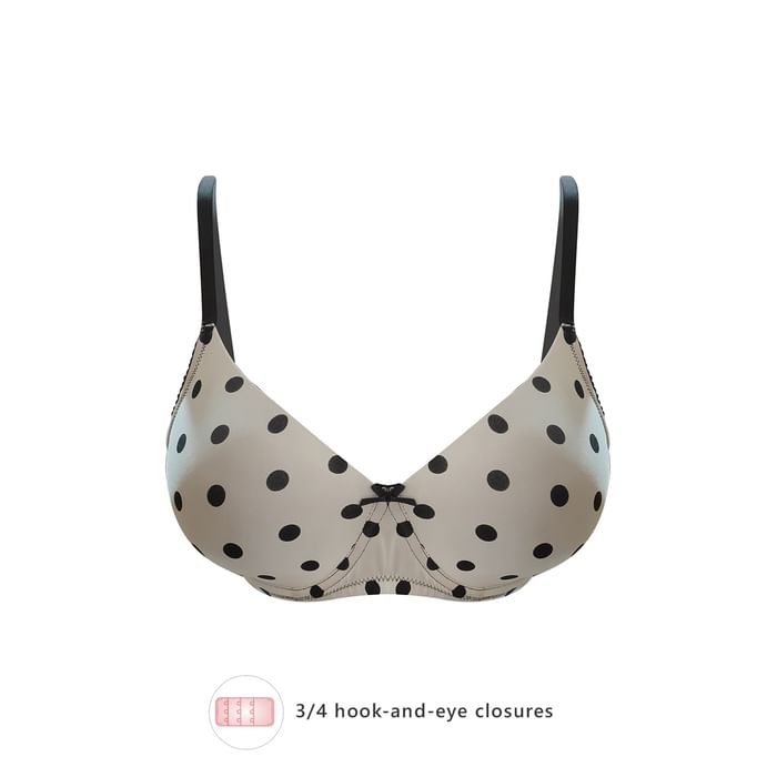 

Clovia Padded Underwired Full Cup Polka Print T-shirt Bra in Cream-Colour - BR2116P18, White