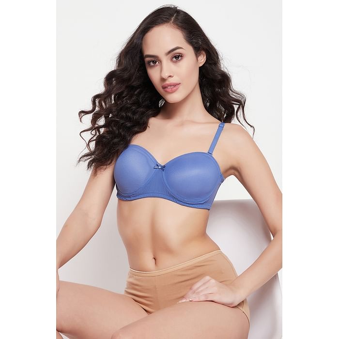

Clovia Padded Underwired Full Cup Strapless T-shirt Bra in Periwinkle Blue - BR1266P03, Light blue