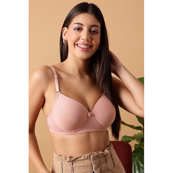 

Clovia Padded Underwired Full Cup T-shirt Bra in Dusty Pink - BR2513P22, Light pink
