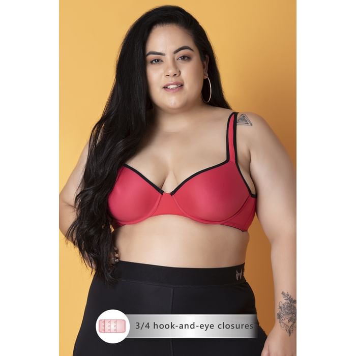 

Clovia Padded Underwired Full Figure T-Shirt Bra - BR1809R04, Red