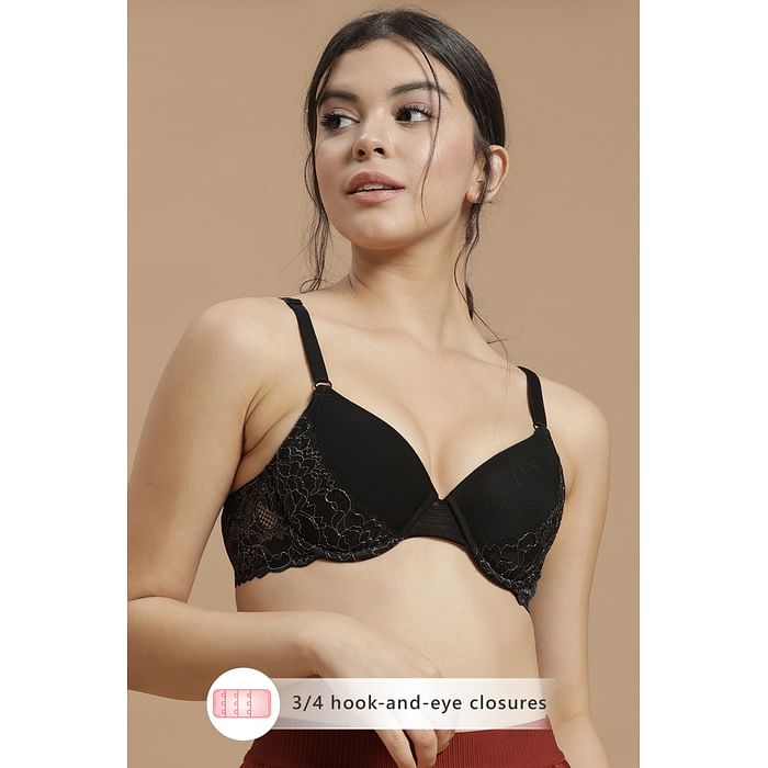 

Clovia Level 1 Push-Up Underwired Demi Cup Bridal Bra in Black - BR1692R13