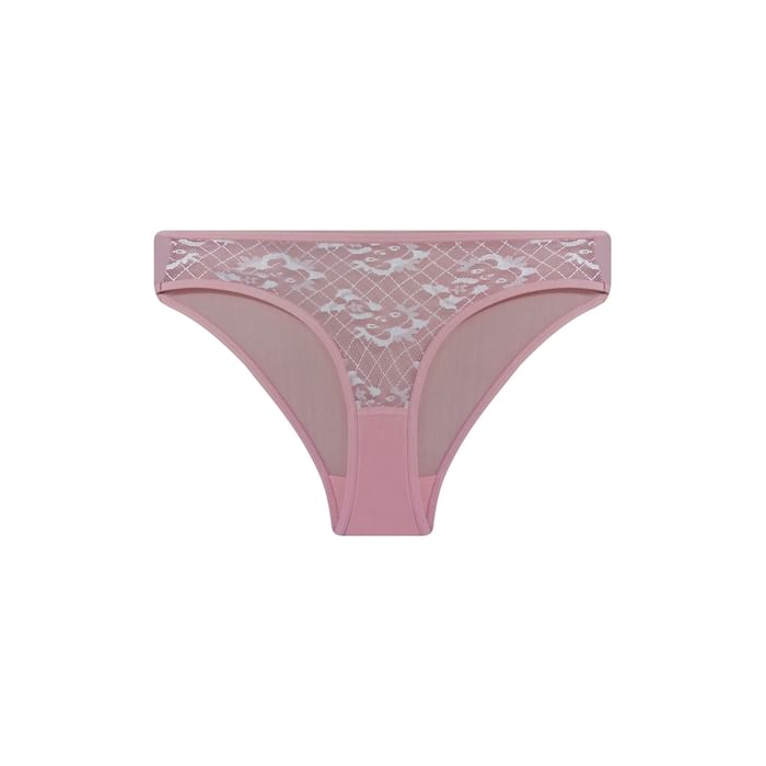 

Clovia Low Waist Bikini Panty in Baby Pink - Lace - PN0486A34, Peach