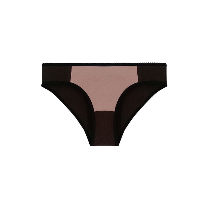 

Clovia Dark Brown & Nude Colour Block Low Waist Bikini Panty - Cotton - PN0724A24