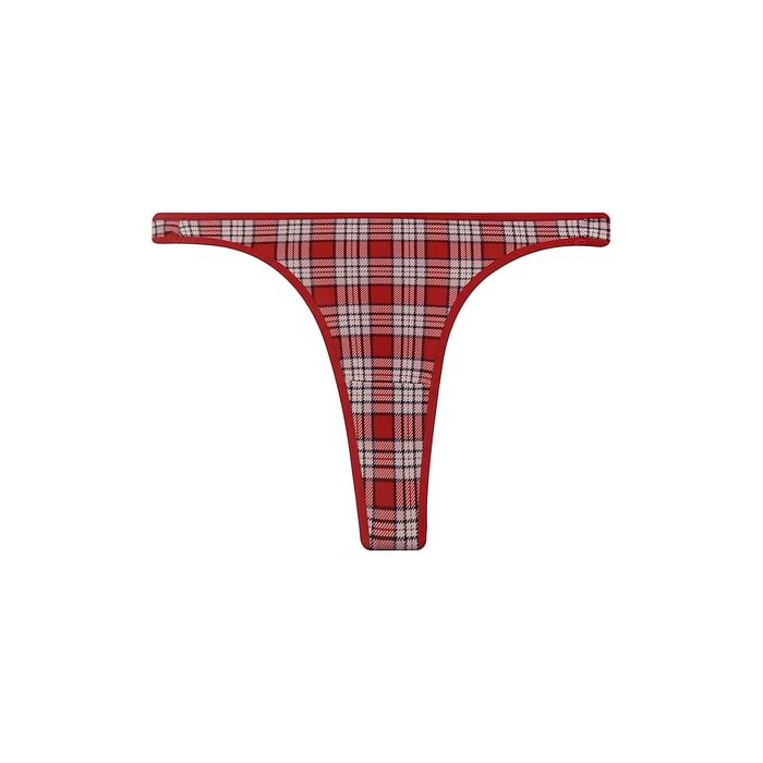

Clovia Low Waist Checkered Thong in Red - Cotton - PN1481D04