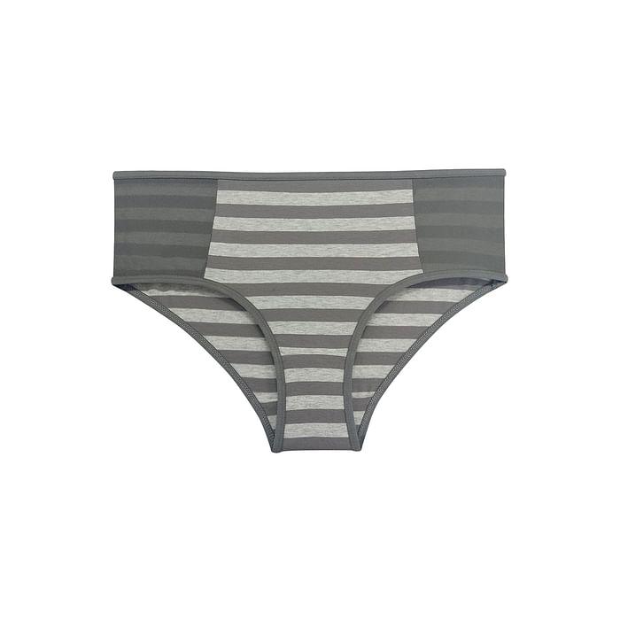 

Clovia Mid Waist Striped Hipster Panty with Mesh Panels in Grey Melange - Cotton - PN1820J01, Light grey