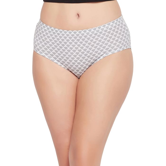 

Clovia Mid Waist Floral Print Hipster Panty in White with Inner Elastic - Cotton - PN2378E18