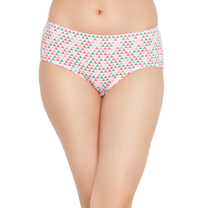 

Clovia Mid Waist Printed Hipster Panty in White with Inner Elastic - Cotton - PN2378I18