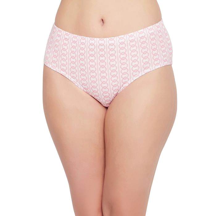 

Clovia Mid Waist Printed Hipster Panty in White with Inner Elastic - Cotton - PN2378L18