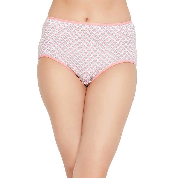 

Clovia High Waist Floral Print Hipster Panty in White - Cotton - PN2499B18