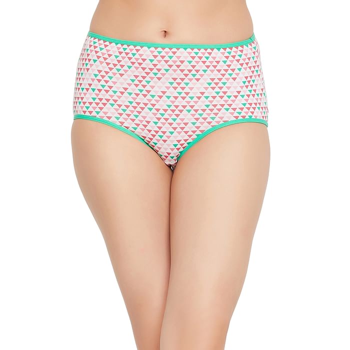 

Clovia High Waist Geometric Print Hipster Panty in White - Cotton - PN2499L18