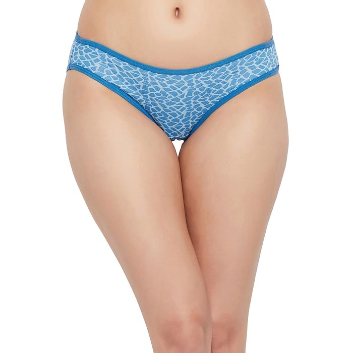 

Clovia Low Waist Mosaic Print Bikini Panty in Light Blue - Cotton - PN2568C03