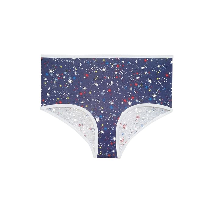 

Clovia High Waist Star Print Hipster Panty in Dark Purple - Cotton - PN2679I15