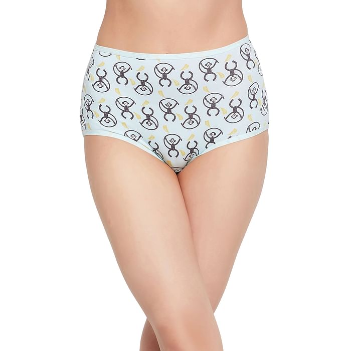 

Clovia High Waist Monkey Print Hipster Panty in Baby Blue - Cotton - PN2761B03, Light blue