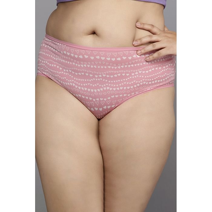 

Clovia High Waist Heart Print Hipster Panty in Baby Pink - Cotton - PN2761C22, Light pink