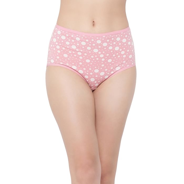 

Clovia High Waist Dot Print Hipster Panty in Baby Pink - Cotton - PN2761D22, Light pink