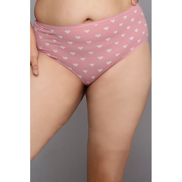 

Clovia High Waist Heart Print Hipster Panty in Baby Pink - Cotton - PN2761G22, Light pink