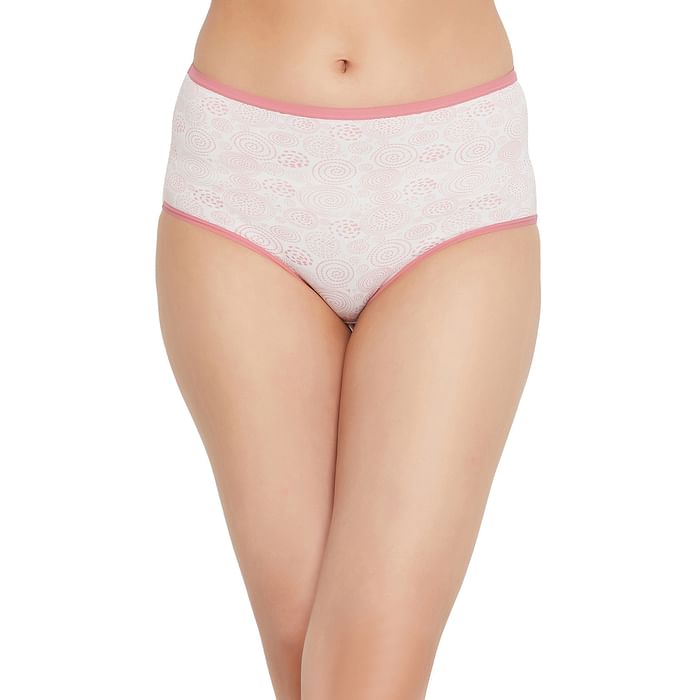 

Clovia High Waist Printed Hipster Panty in White - Cotton - PN2761H18