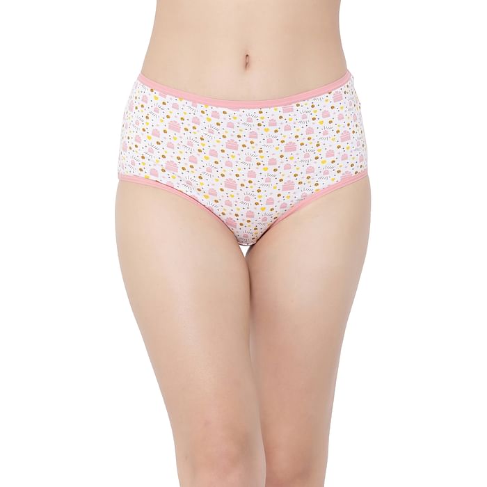 

Clovia High Waist Printed Hipster Panty in White - Cotton - PN2761I18