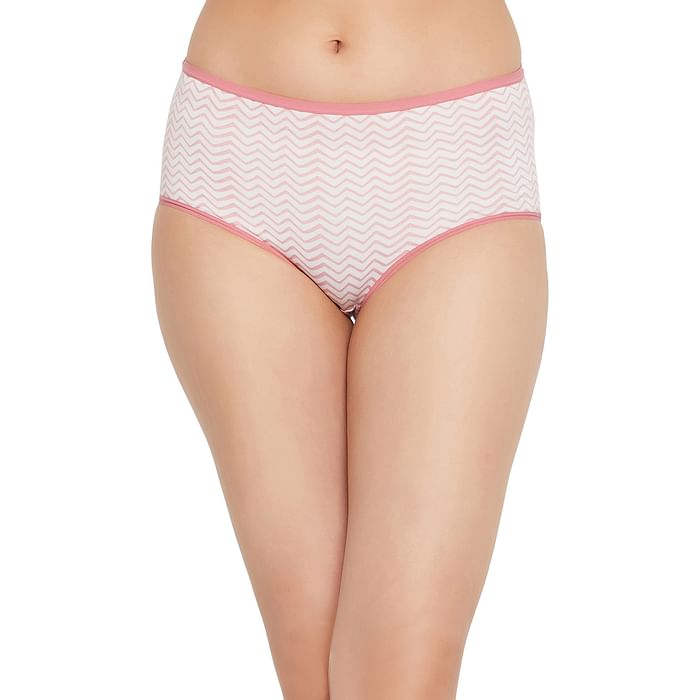 

Clovia High Waist Chevron Print Hipster Panty in White - Cotton - PN2761M18