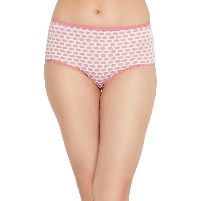 

Clovia High Waist Dot Print Hipster Panty in White - Cotton - PN2761N18