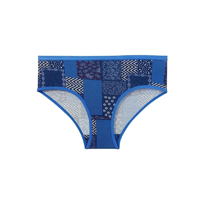 

Clovia Mid Waist Printed Hipster Panty in Blue - Cotton - PN2854D19, Multicolour