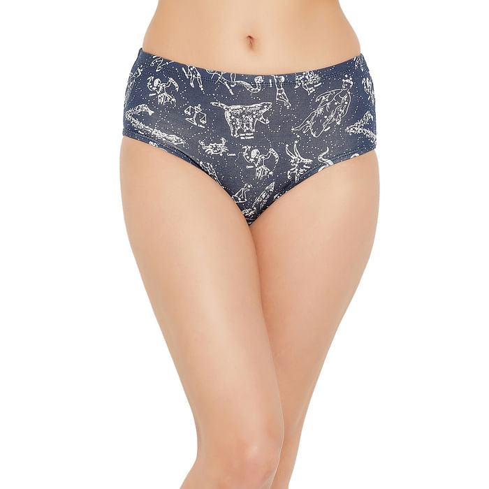 

Clovia Mid Waist Constellation Print Hipster Panty in Navy with Inner Elastic - Cotton - PN2855R08