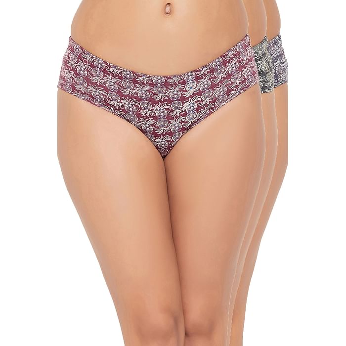 

Clovia Pack of 3 Mid Waist Printed Hipster Panties with Inner Elastic - 100% Cotton - PN2927B36