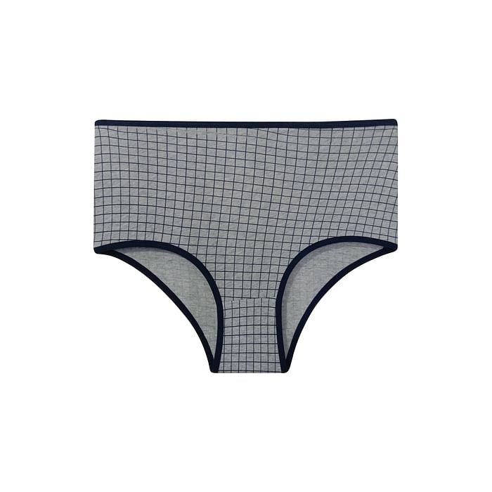 

Clovia High Waist Checked Hipster Panty in Grey - Cotton - PN3219V01