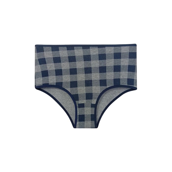 

Clovia High Waist Checked Hipster Panty in Grey - Cotton - PN3219V05, Dark grey