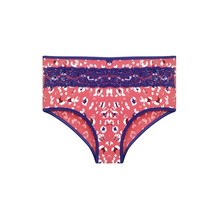 

Clovia High Waist Printed Hipster Panty with Lace Insert in Coral Orange - Cotton - PN3364G16