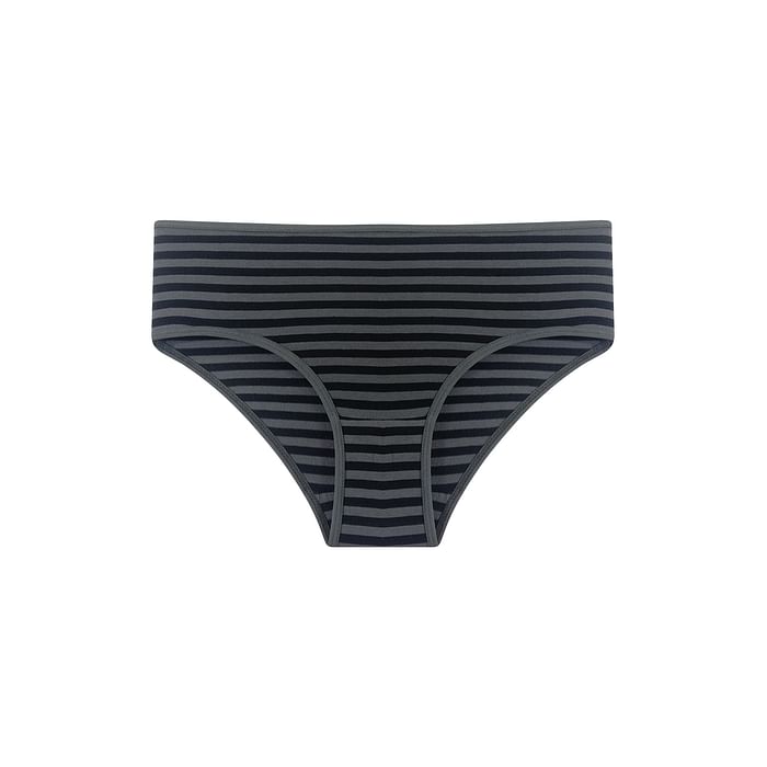 

Clovia Mid Waist Striped Hipster Panty in Grey & Black - Cotton - PN3411U05, Dark grey