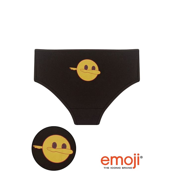 

Clovia Mid Waist Hipster Panty with Emoji Print Back in Brown- Cotton - PN3414Z06