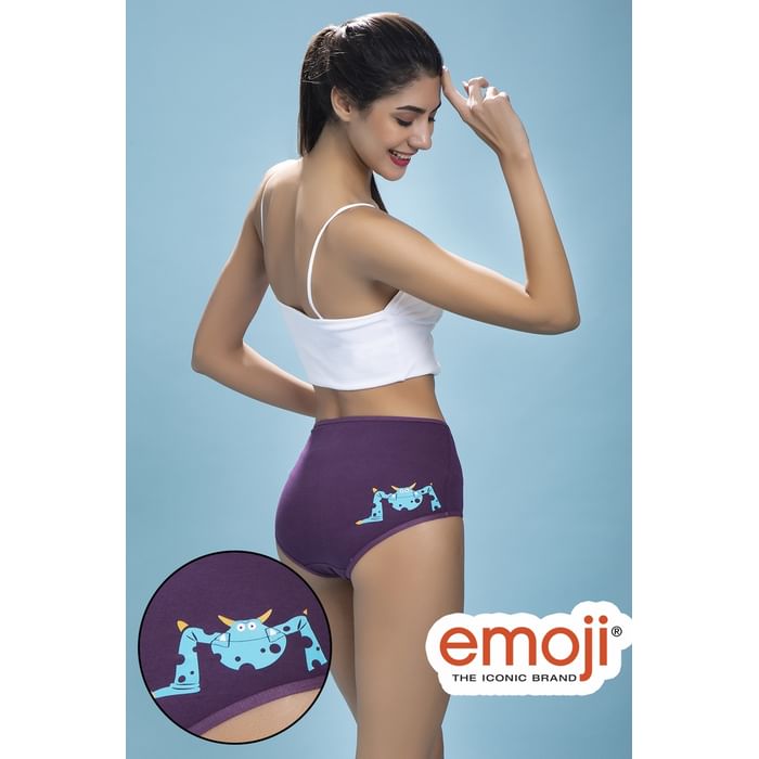 

Clovia High Waist Monster Emoji Print Hipster Panty in Purple - Cotton - PN3454A15