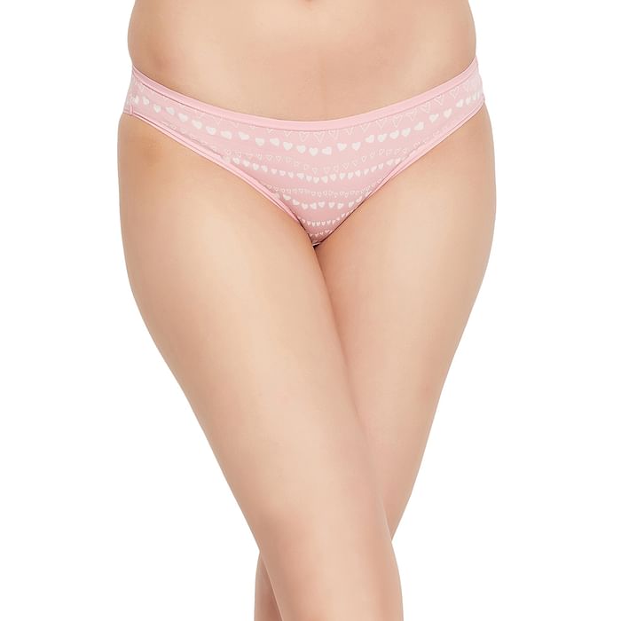 

Clovia Low Waist Heart Print Bikini Panty in Soft Pink - Cotton - PN3465C22, Light pink