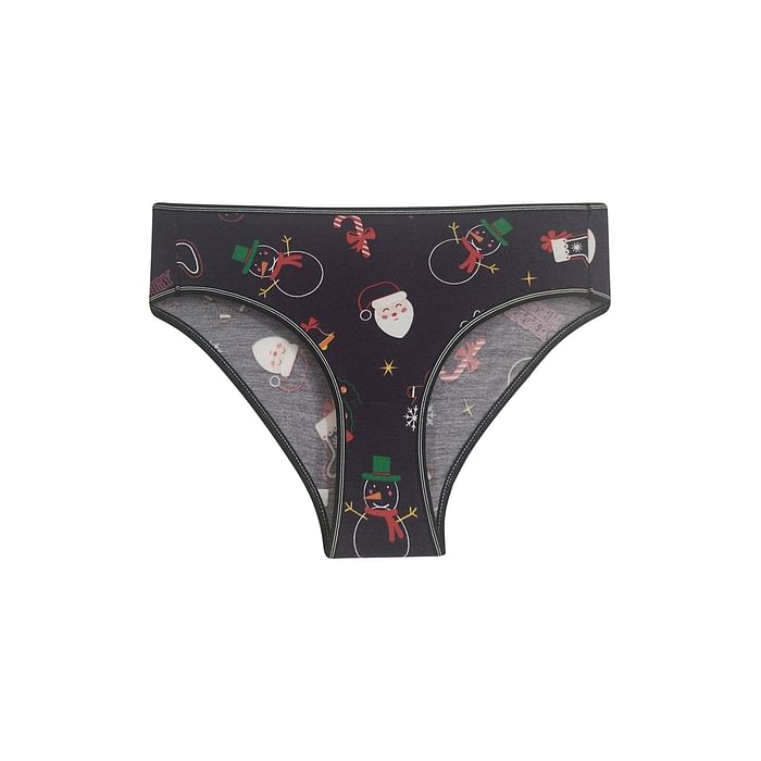 

Clovia Mid Waist Christmas Print Bikini Panty in Dark Grey - Cotton - PN3467B15, Purple