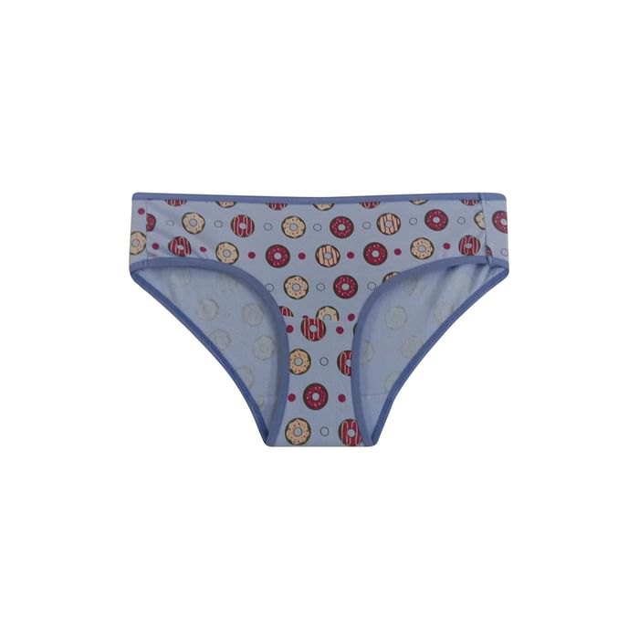 

Clovia Mid Waist Doughnut Print Bikini Panty in Powder Blue - Cotton - PN3467U03, Light blue